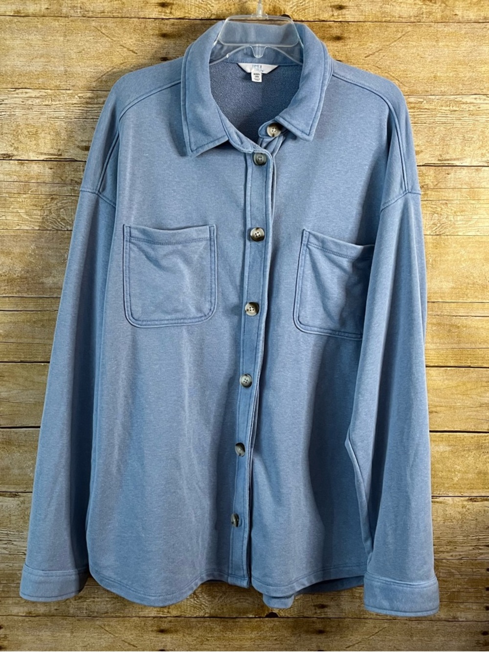 Time and Tru Light Blue Button-Up Shacket Shirt Jacket EUC Size 22 XXXL